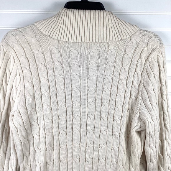 Lauren Ralph Lauren Cream Cotton Cable Shawl Collar Cardigan Size. XL/ TG - Picture 6 of 13